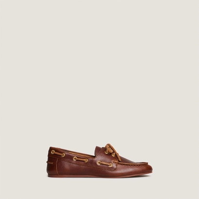 Lace-up loafers in cognac grained leather | teresa