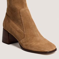 Oval-toe ankle boots dark beige
