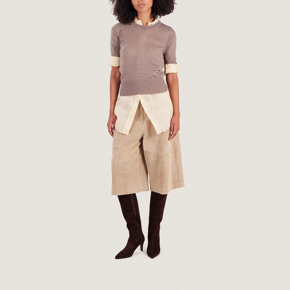 Thin-Heeled Pointed-Toe Boots in brown velvet | DIEMA