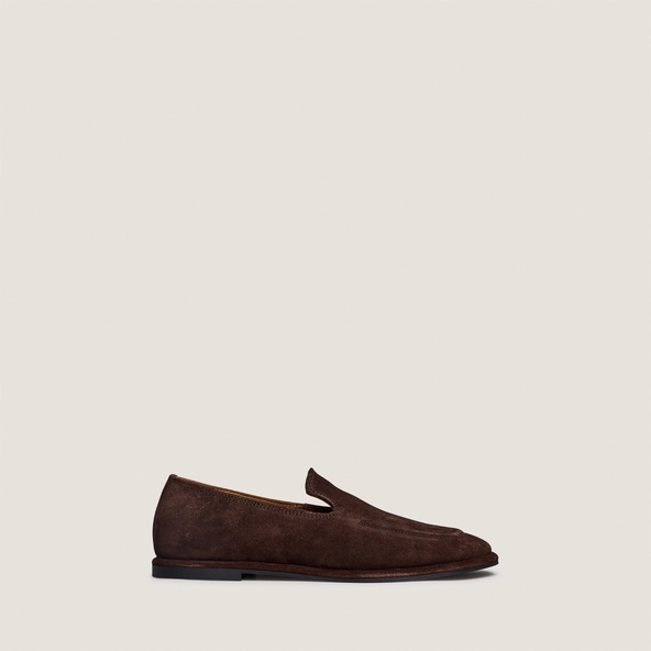 Round-toe loafers in brown suede | JUNE