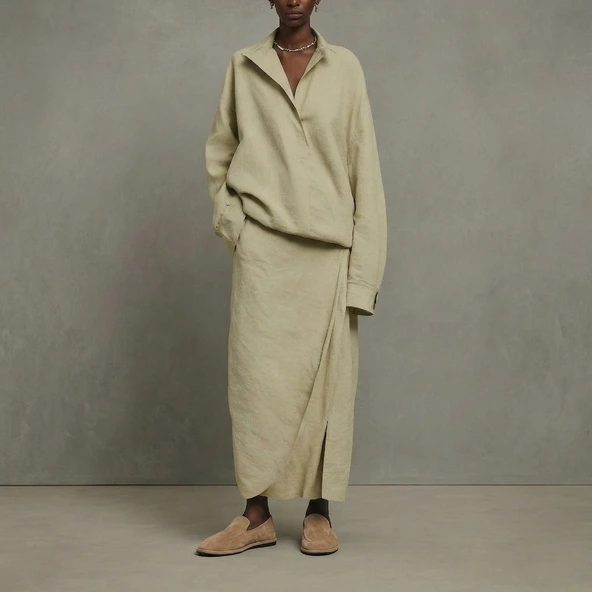 Round-toe loafers in taupe suede | JUNE