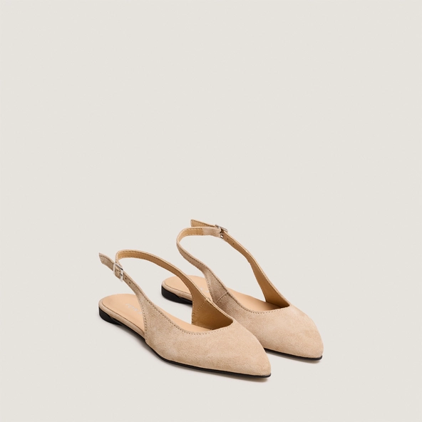 Slingback ballet flats in ivory split leather | NOA