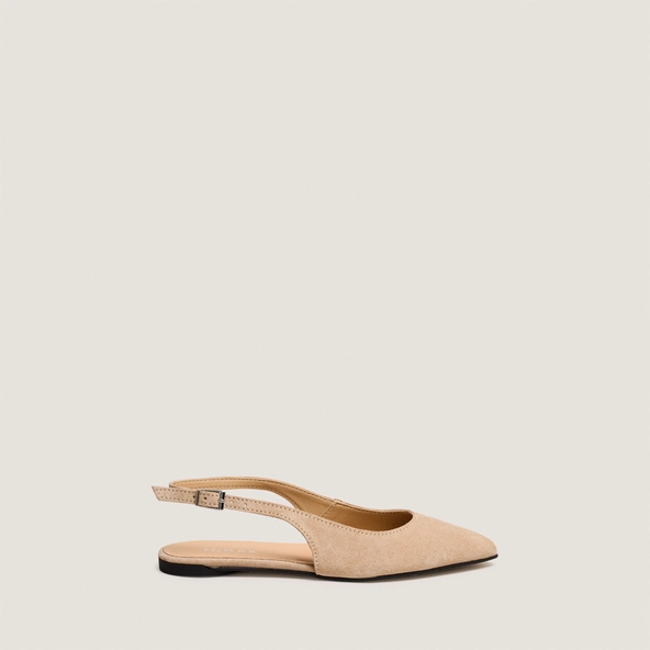 Slingback ballet flats in ivory split leather | NOA