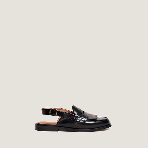 Open-back loafers in black glossy leather | AUDELLE
