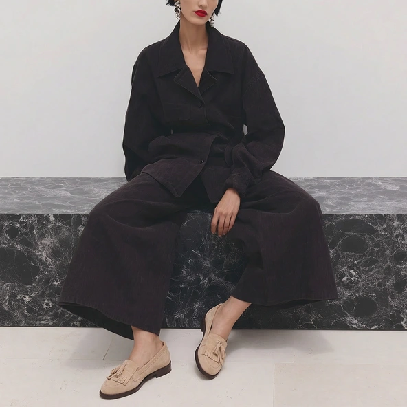 Tasseled loafers in ivory split leather | NELLE