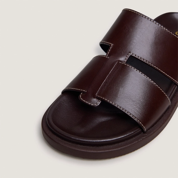 Open-toe mules in dark brown leather | WESTMINSTER