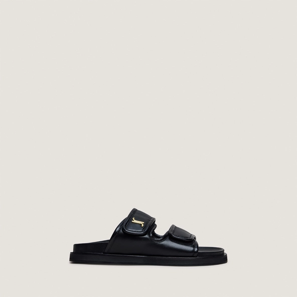 Monogrammed mules in black leather | WIN