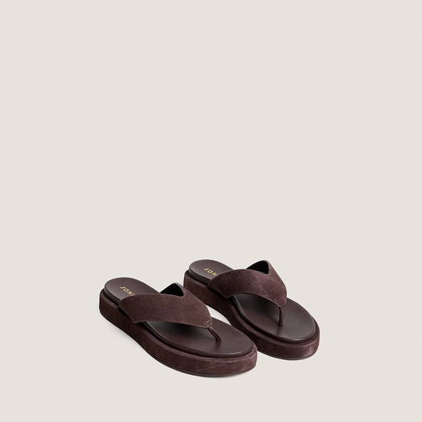 Thong sandals in dark brown suede | WIWI