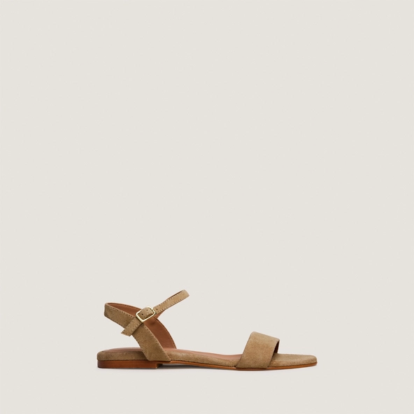 Flat strap sandals in beige suede | WAGRAM