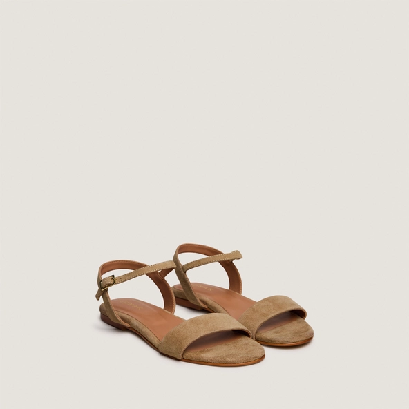 Flat strap sandals in beige suede | WAGRAM