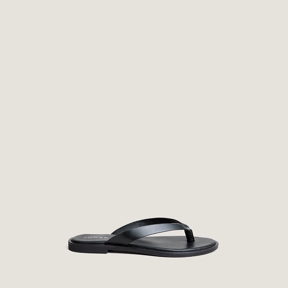 Thong sandals in black leather | WITTY