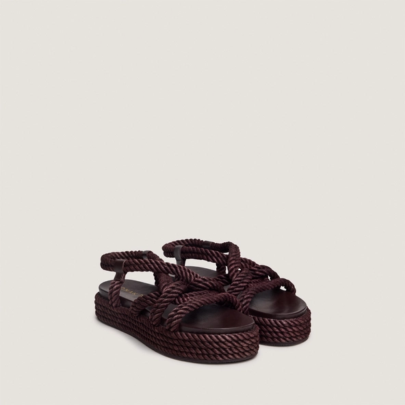 Crisscross strap sandals in brown rope | WAEL