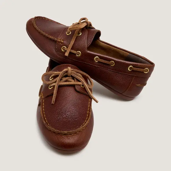 Lace-up loafers in cognac grained leather | TERESA