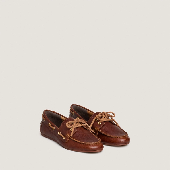 Lace-up loafers in cognac grained leather | TERESA