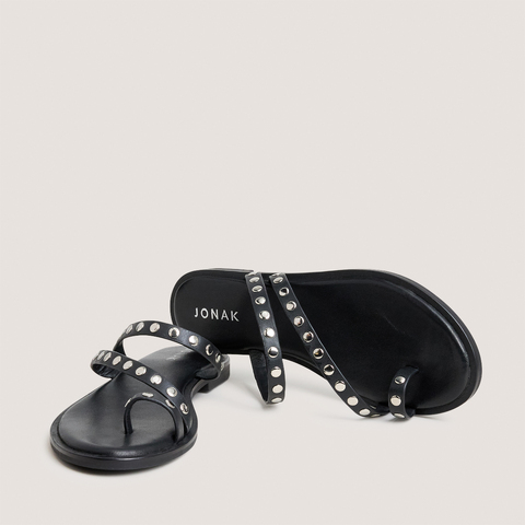 Flat sandals with thin straps black