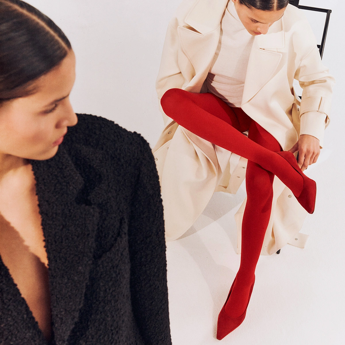 Pointed-toe pumps in berry red suede | DEBRIEF