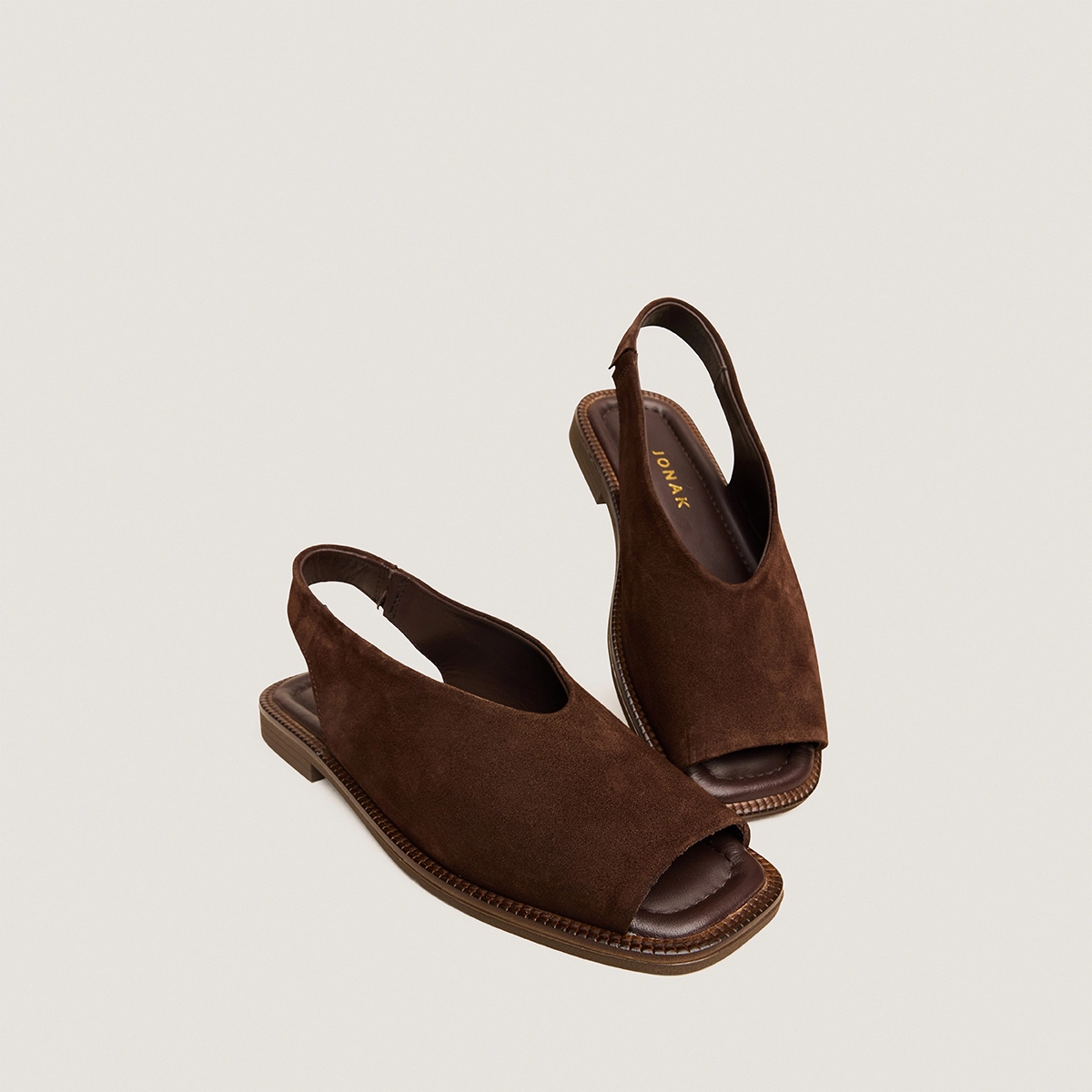 Ballet flats slingback in brown split leather | JESSY