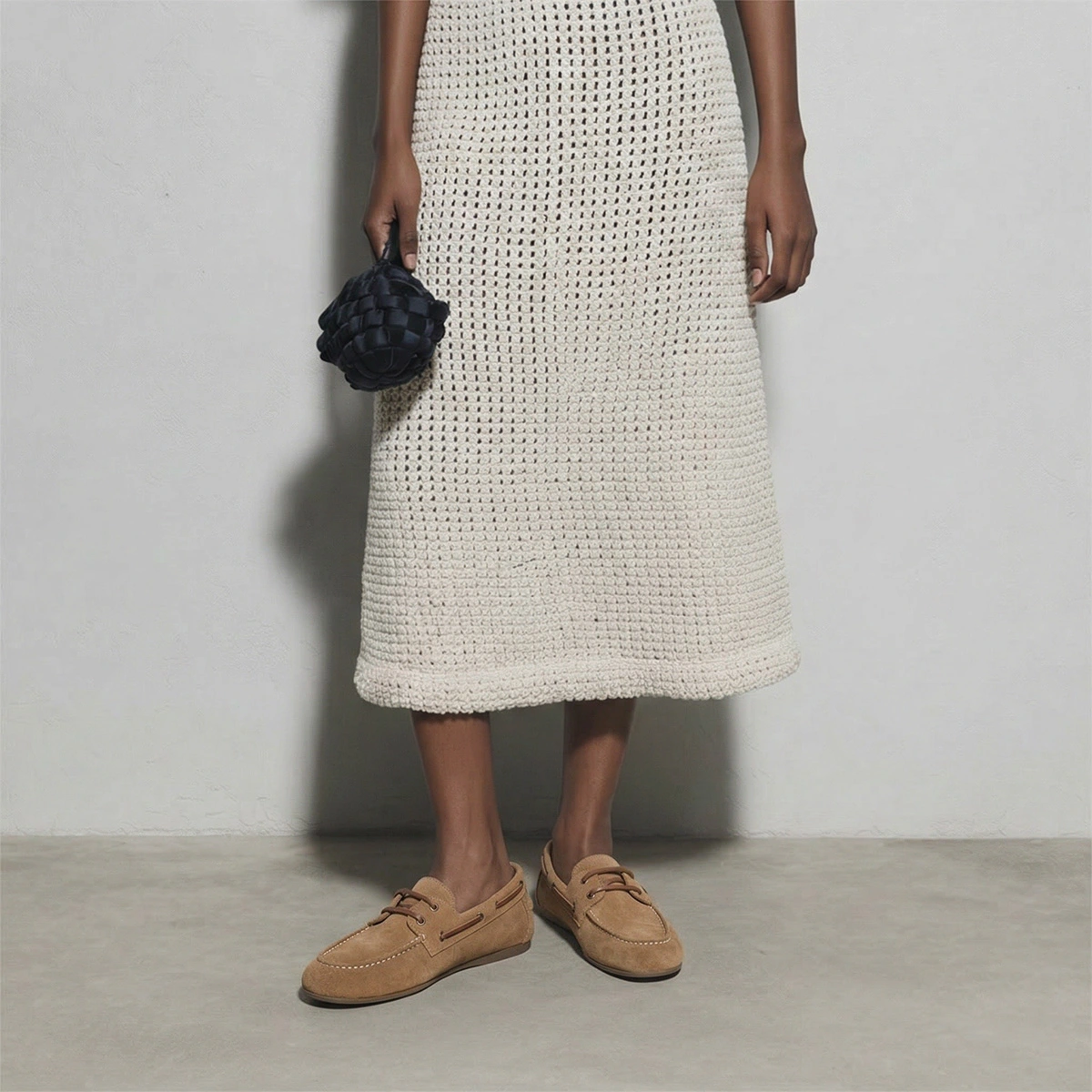 Soft loafers in taupe split leather | LALIE