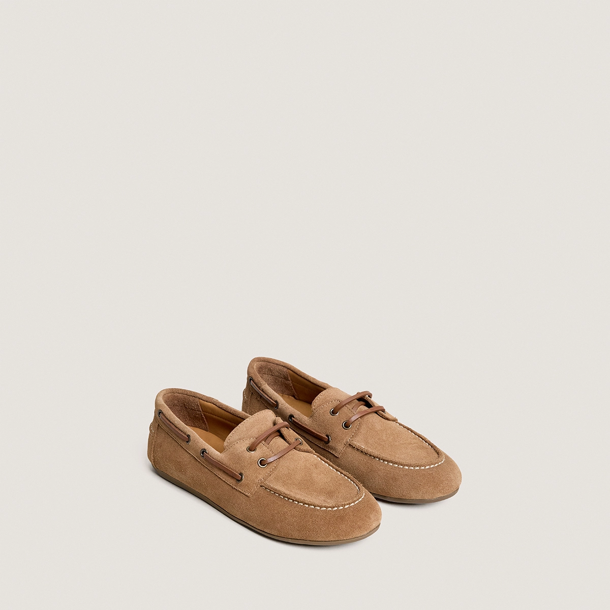 Soft loafers in taupe split leather | LALIE