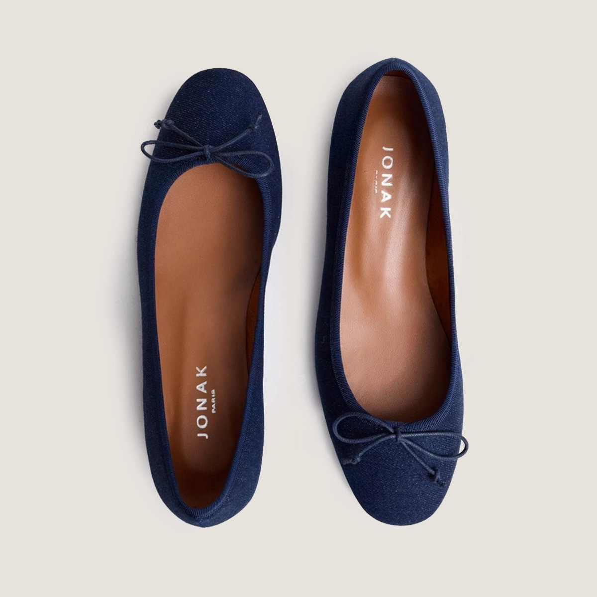 Heeled ballet flats in dark blue denim | DADOU