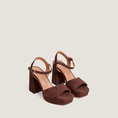 Open-toe high-heeled sandals in brown suede | vlada