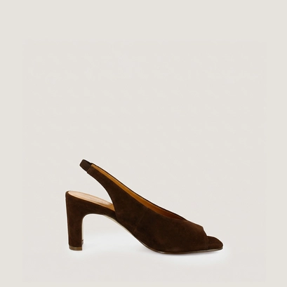 Slingback pumps in brown suede | dicton