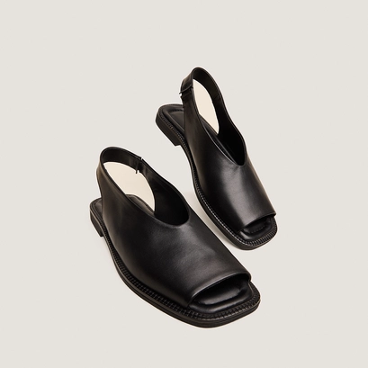 Ballet flats slingback in black leather | jessy