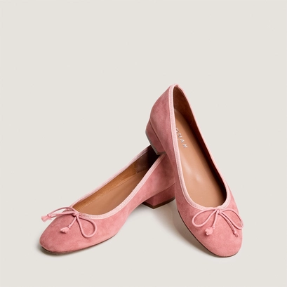 Ballet flats with heel in dusty rose suede | dadou