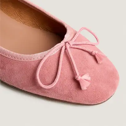 Ballet flats with heel in dusty rose suede | dadou