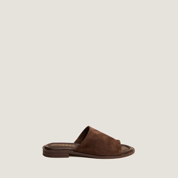 Thin-sole mules in brown split leather | JANET