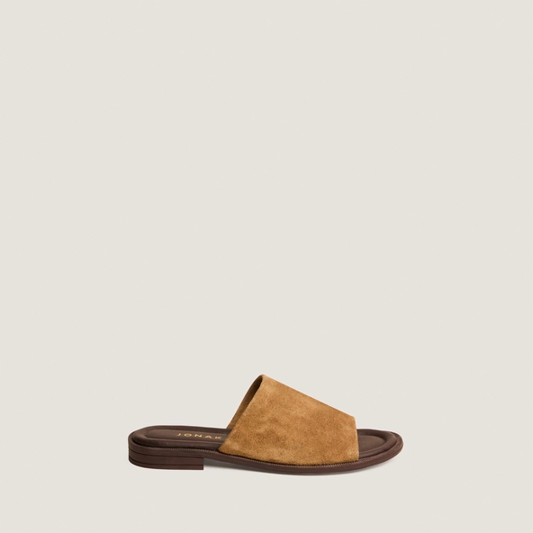 Thin-sole mules in tobacco slipt leather | JANET