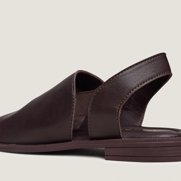 Elastic-strap sandals in dark brown leather | JESS