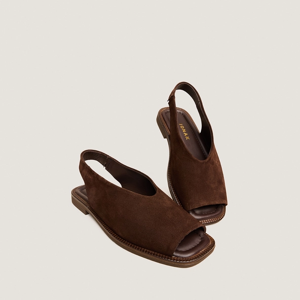Ballet flats slingback in brown split leather | JESSY