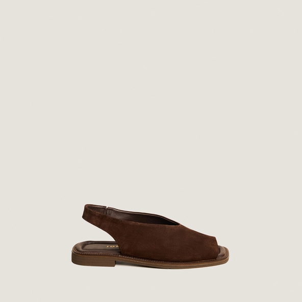Ballet flats slingback in brown split leather | JESSY