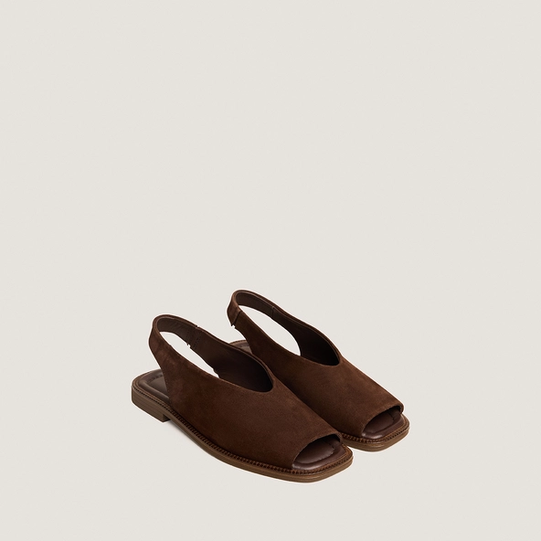 Ballet flats slingback in brown split leather | JESSY