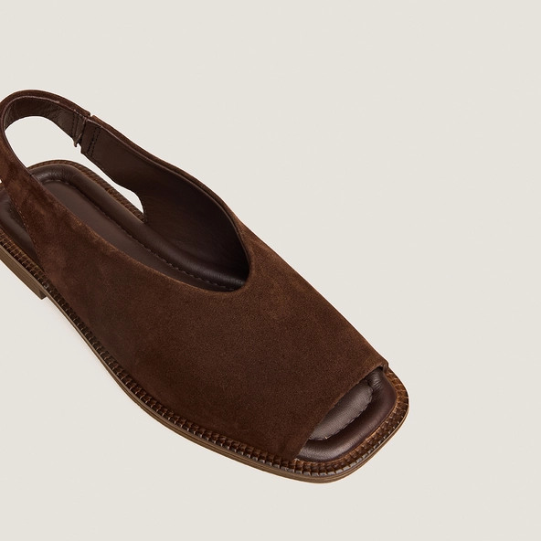 Ballet flats slingback in brown split leather | JESSY