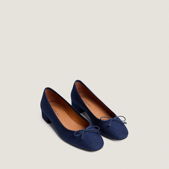 Heeled ballet flats in dark blue denim | DADOU