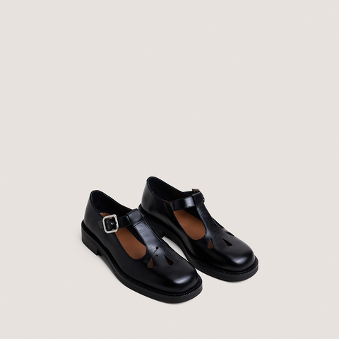 Adjustable-buckle ballet flats black