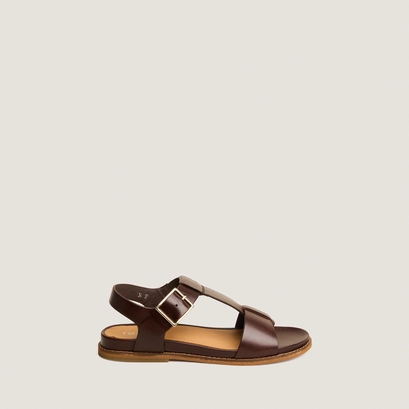 Adjustable sandals with large buckles in red-brown leather | accoca