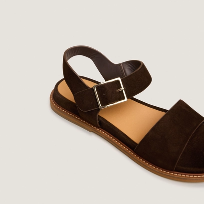 Strappy open-toe sandals in brown suede | acco
