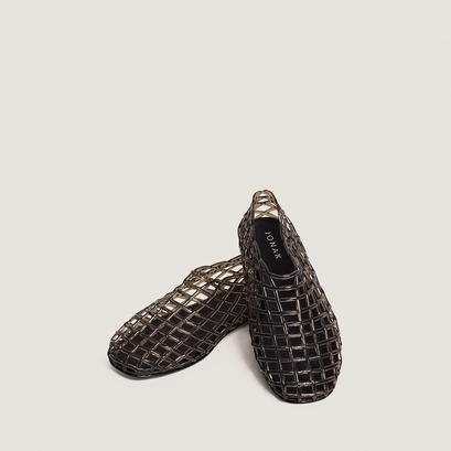Perforated high-top ballet flats in grey jelly | URSULA