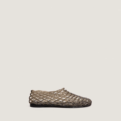 Perforated high-top ballet flats in grey jelly | URSULA