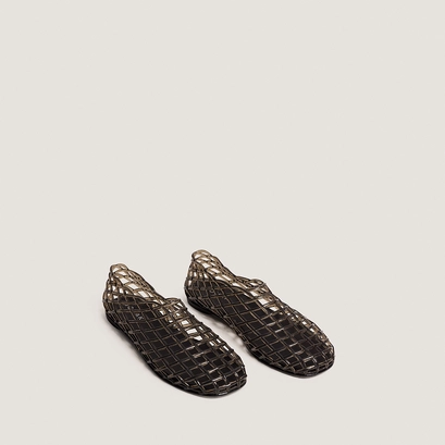 Perforated high-top ballet flats in grey jelly | URSULA