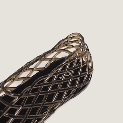 Perforated high-top ballet flats in grey jelly | URSULA