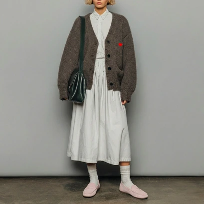 Square-toe loafers in pale pink split leather | liv
