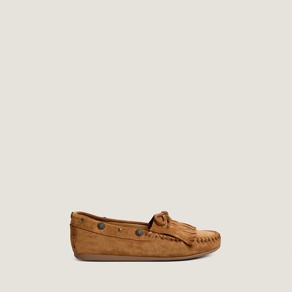 Soft lace-up loafers in cognac split leather | louison