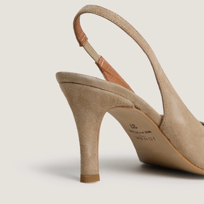 Square-toe slingback pumps in camel suede | delours