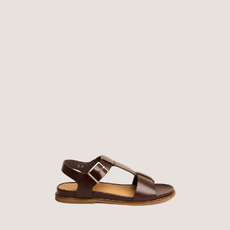 Adjustable sandals with large buckles red brown