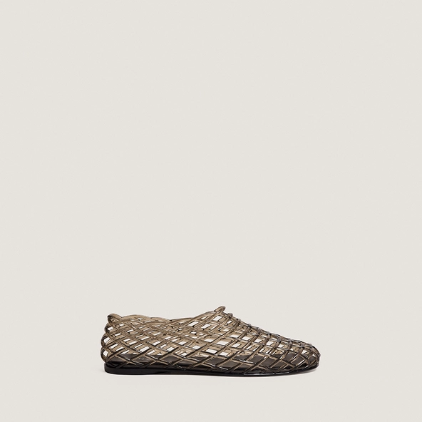 Perforated high-top ballet flats in grey jelly | URSULA