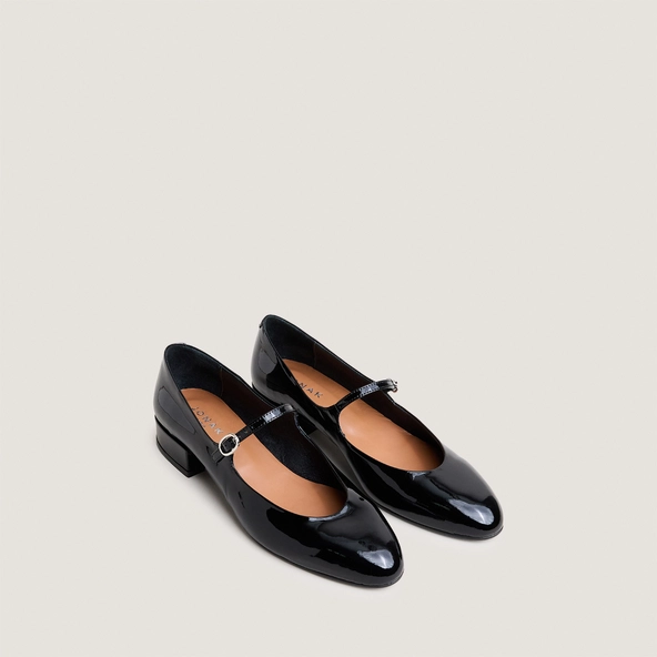 Low-heel mary janes in black patent leather | DESANCE